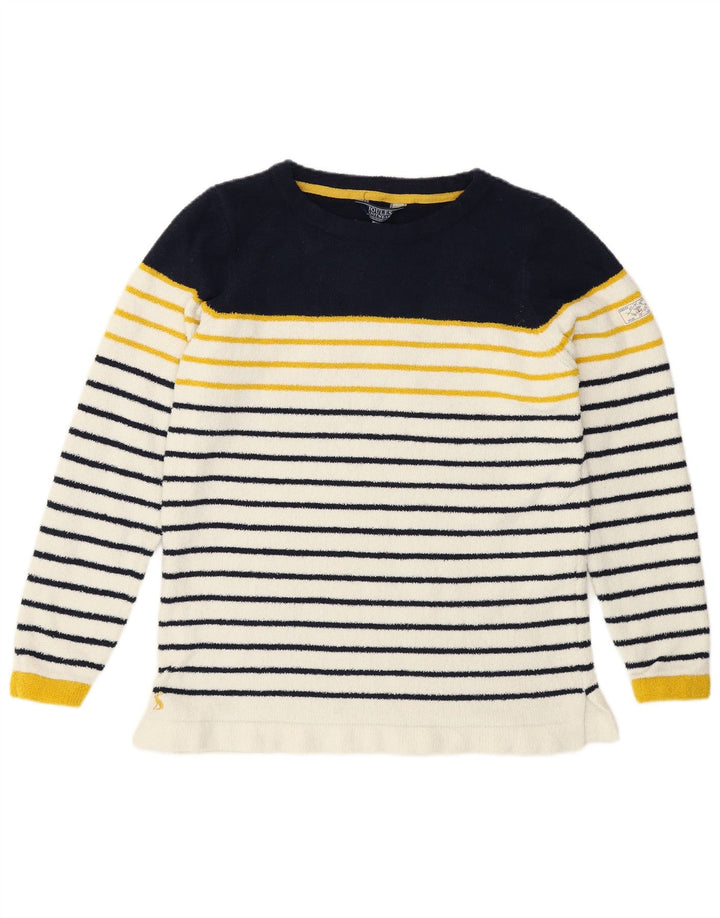 Jersey de forro polar para mujer Joules UK 12 Mediano Poliéster a rayas blancas