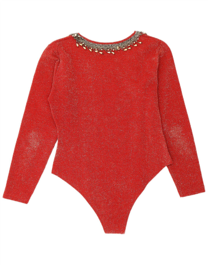 Body vintage de manga larga para mujer IT 44 Rojo medio