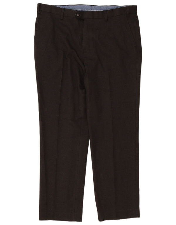 Marks & Spencer Pantalón de traje regular recto para hombre W38 L31 Poliéster marrón