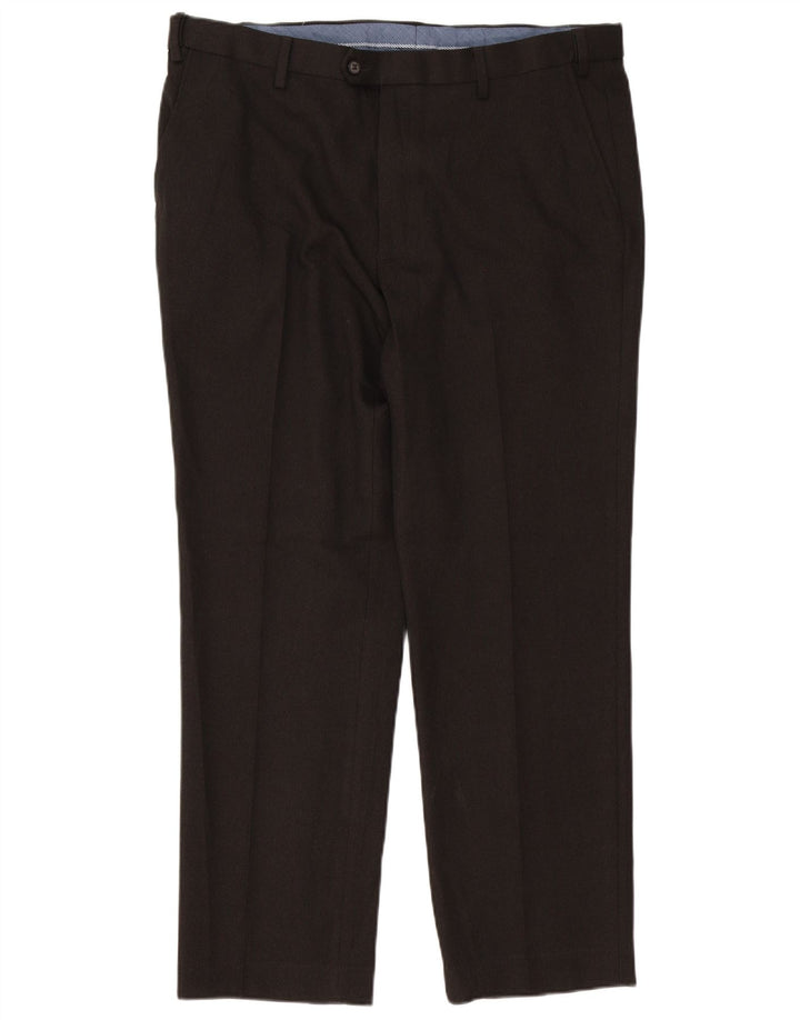 Marks & Spencer Pantalón de traje regular recto para hombre W38 L31 Poliéster marrón