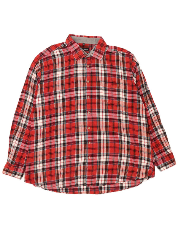 Bernd Berger Camisa de franela de corte moderno para hombre, talla 3XL, algodón a cuadros rojos
