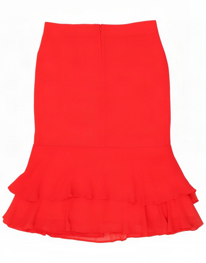 Marks & Spencer Falda con volantes para mujer UK 12 Medium W32 Poliéster rojo
