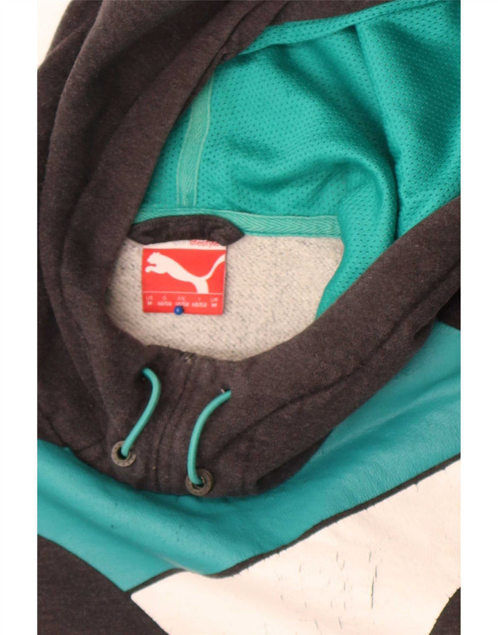 Puma Hombre Sudadera Con Capucha Gráfica Gris Medio Colorblock