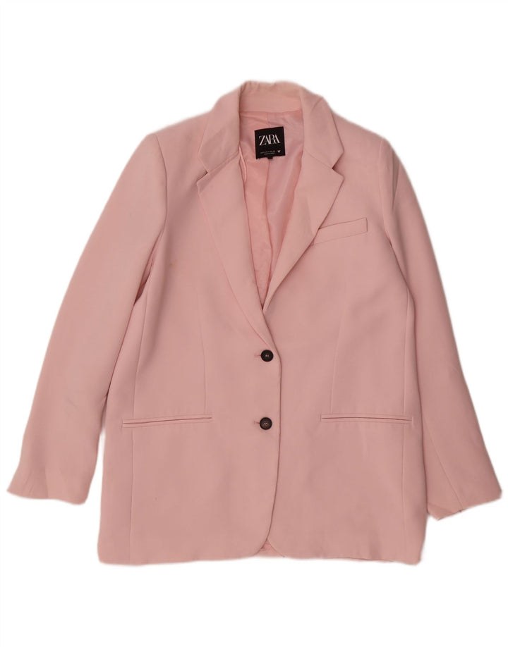 Zara Mujer Chaqueta Blazer De 2 Botones UK 10 Small Rosa Poliéster