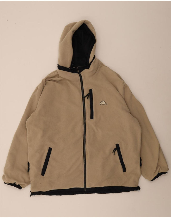 Kappa Chaqueta reversible con capucha para hombre, ajuste holgado, talla 40, poliéster negro grande