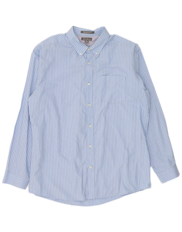 Eddie Bauer Camisa de corte clásico para hombre XL Algodón a rayas azules