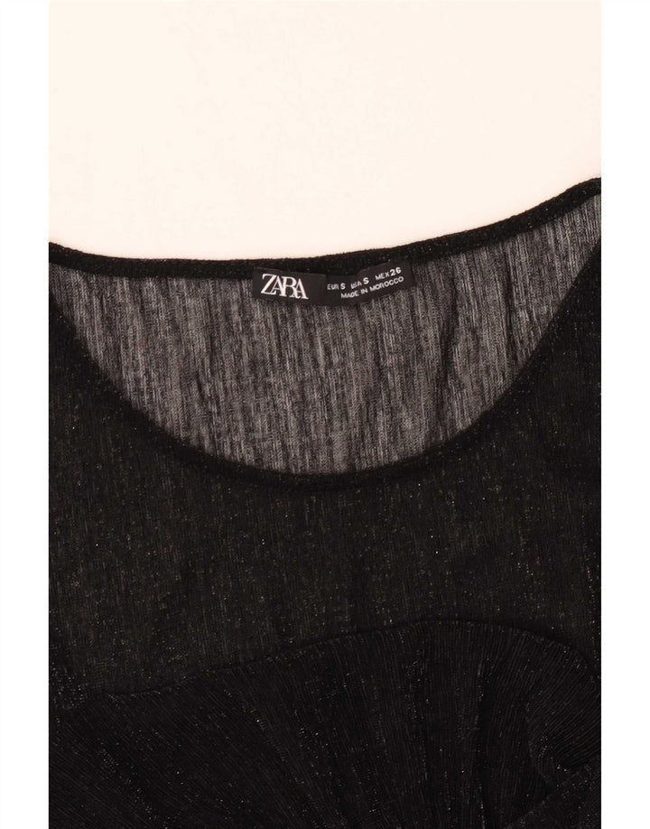 Zara Mujer Top Transparente UK 10 Small Negro