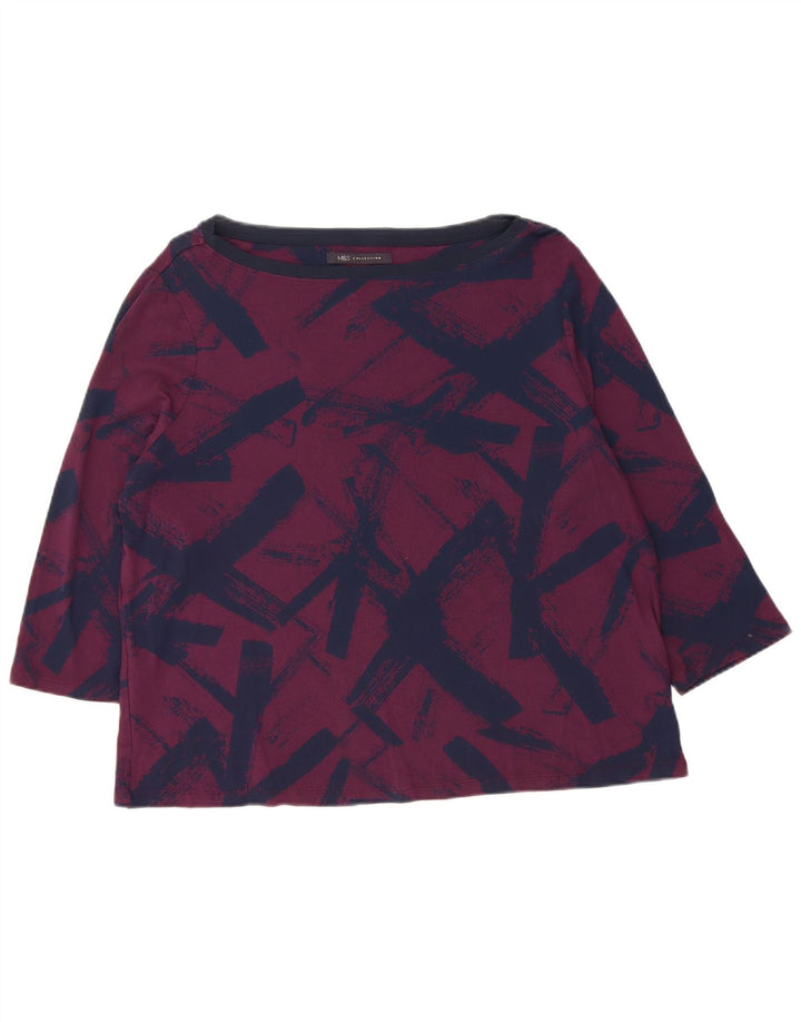 MARKS & SPENCER Top para mujer manga 3/4 UK 40 XL Viscosa geométrica morada