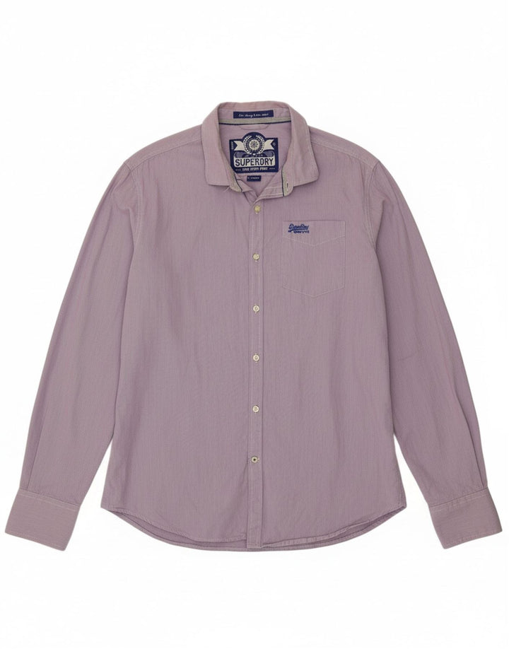 SUPERDRY Mens Shirt XL Purple Gingham Cotton