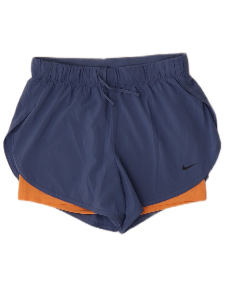 Nike - Pantalones cortos deportivos Dri Fit para mujer, talla 40, poliéster, color azul medio