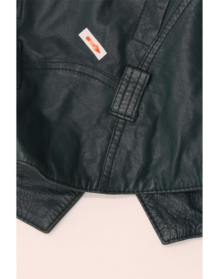 Vintage mujer crop cuero chaqueta EU 36 pequeño cuero verde