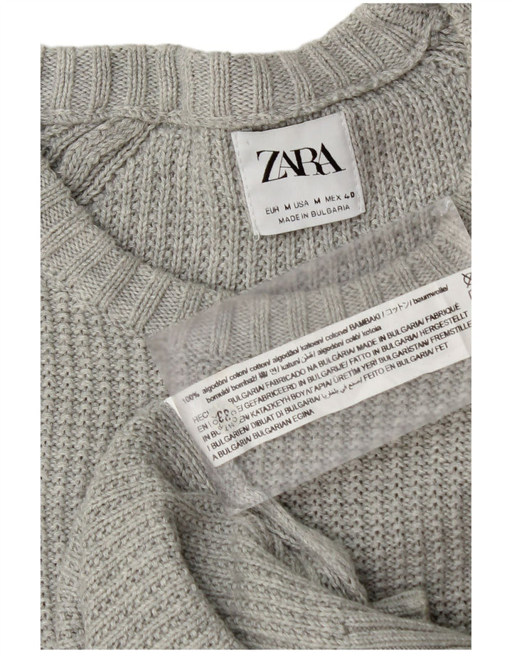 Zara Hombre Jersey Cuello Redondo Jersey Algodón Gris Medio