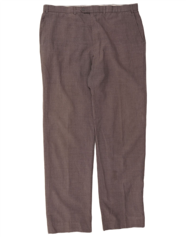 Marks & Spencer Pantalón de traje recto para hombre W40 L35 Poliéster gris