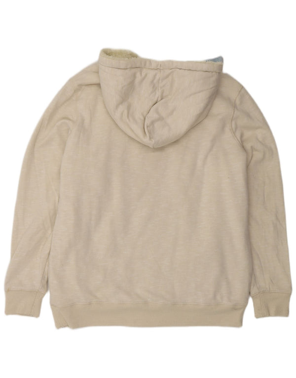 Animal Sudadera con capucha y cremallera para mujer UK 40 Grande Algodón moteado blanco roto