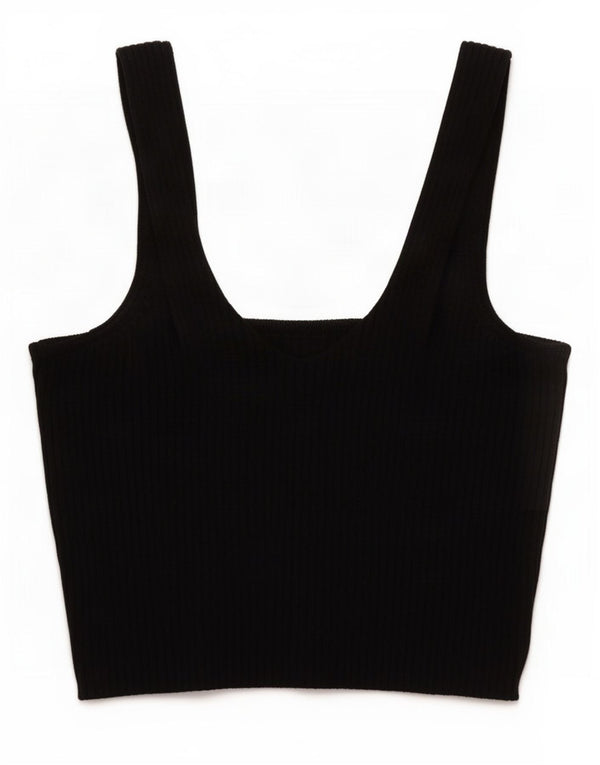 Zara Mujer Cami Top UK 42 Medio Viscosa Negra