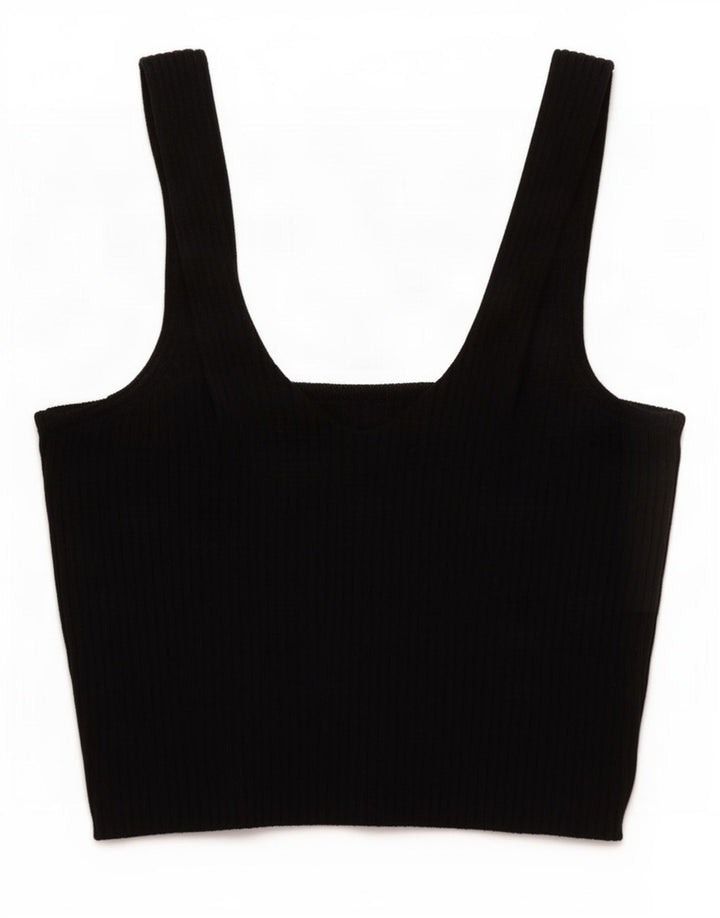 Zara Mujer Cami Top UK 42 Medio Viscosa Negra