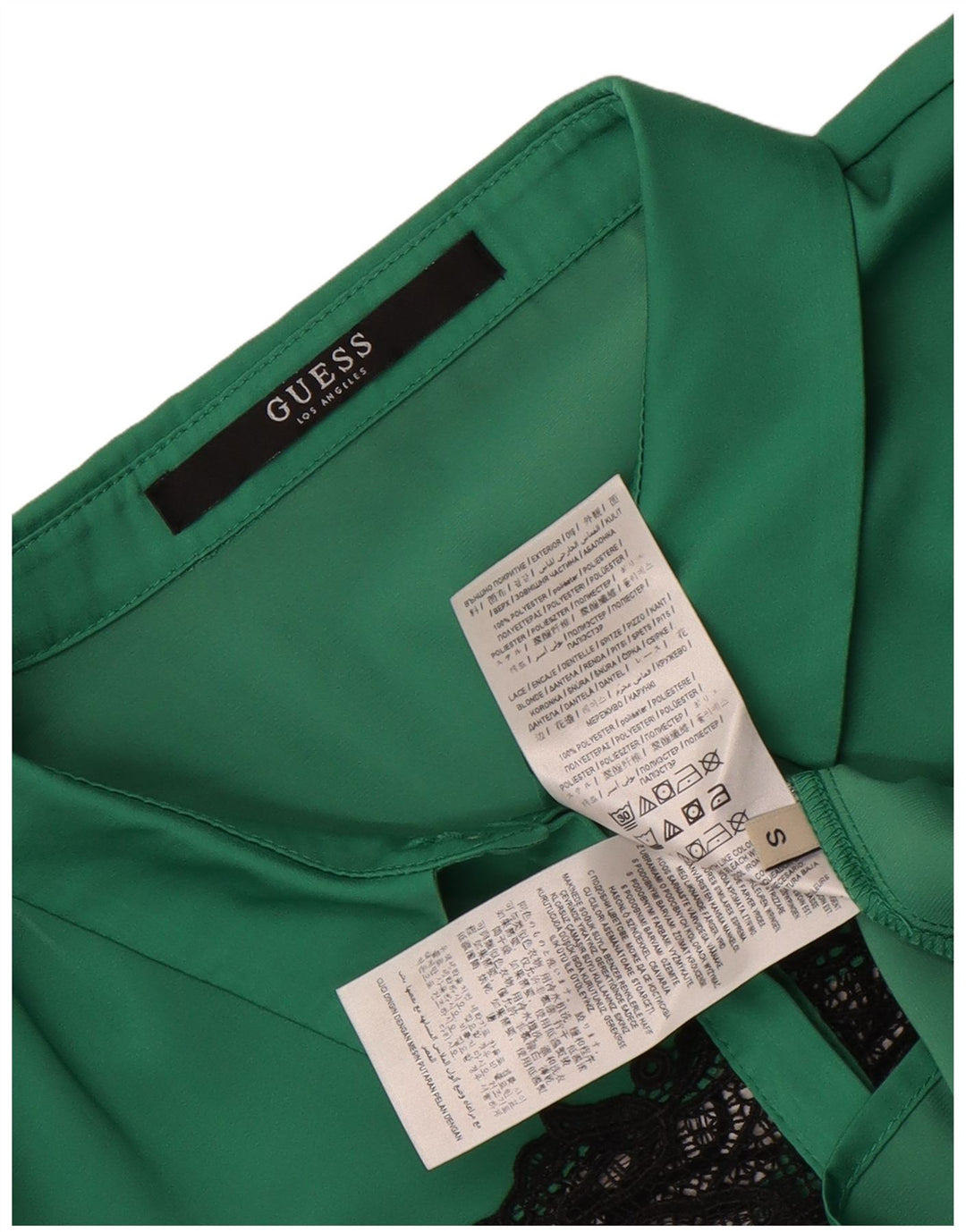 Guess Blusa de manga corta para mujer UK 10 Small Verde Poliéster