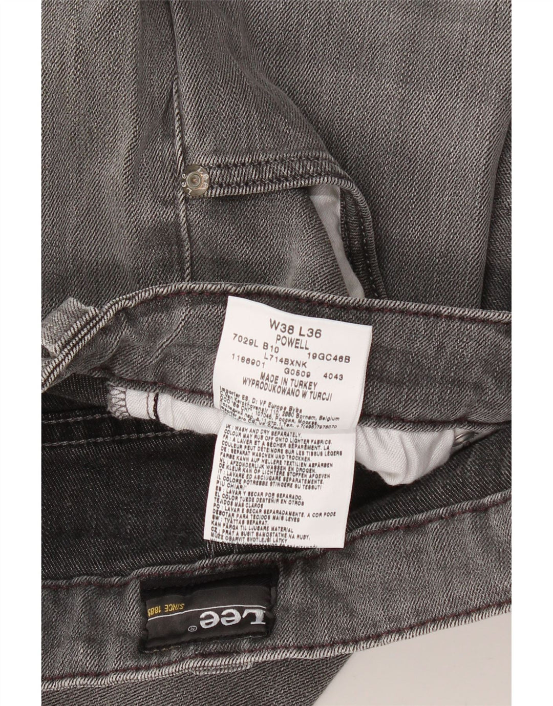 LEE Vaqueros Powell Slim para Hombre W38 L28 Algodón Gris