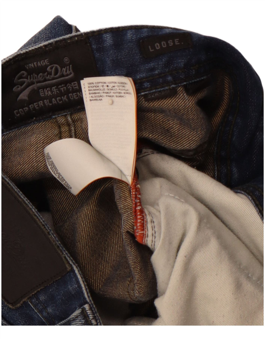 SUPERDRY Vaqueros holgados para hombre W32 L34 Algodón azul