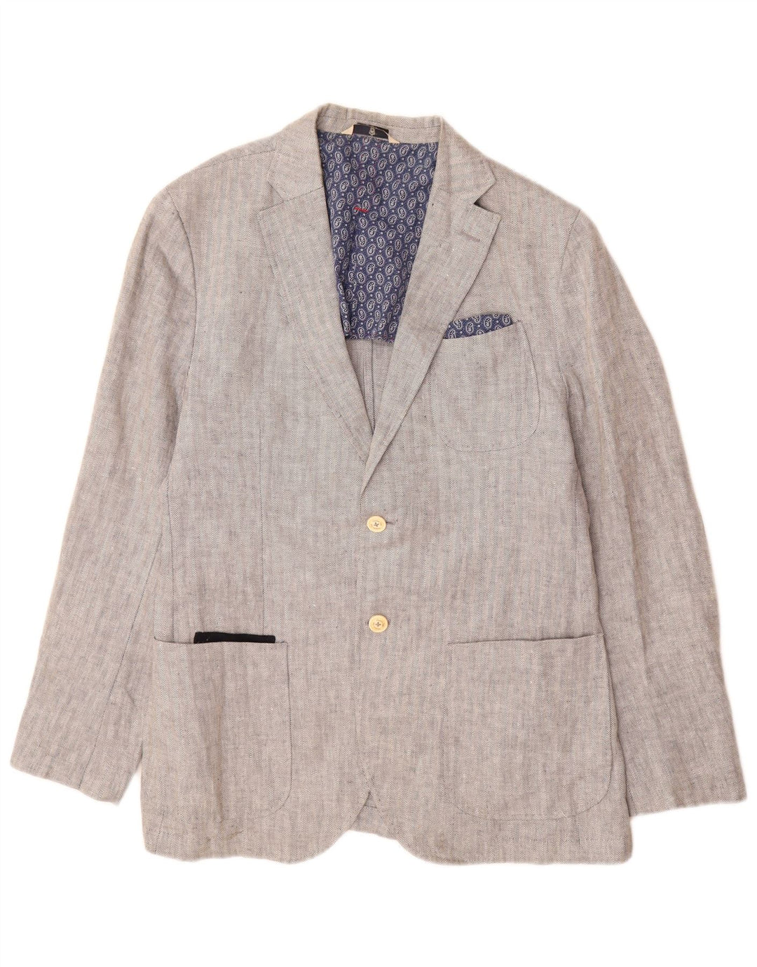 Massimo Dutti Chaqueta Blazer De 2 Botones Para Hombre EU 52 Grande Gris Espiga