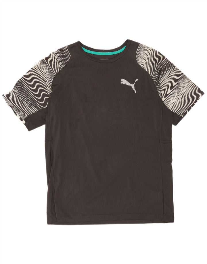 PUMA Camiseta gráfica para hombre Top poliéster geométrico gris medio