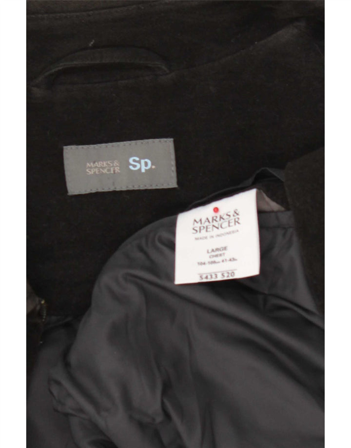 Marks & Spencer Chaqueta Bomber para Hombre UK 40 Grande Algodón Negro