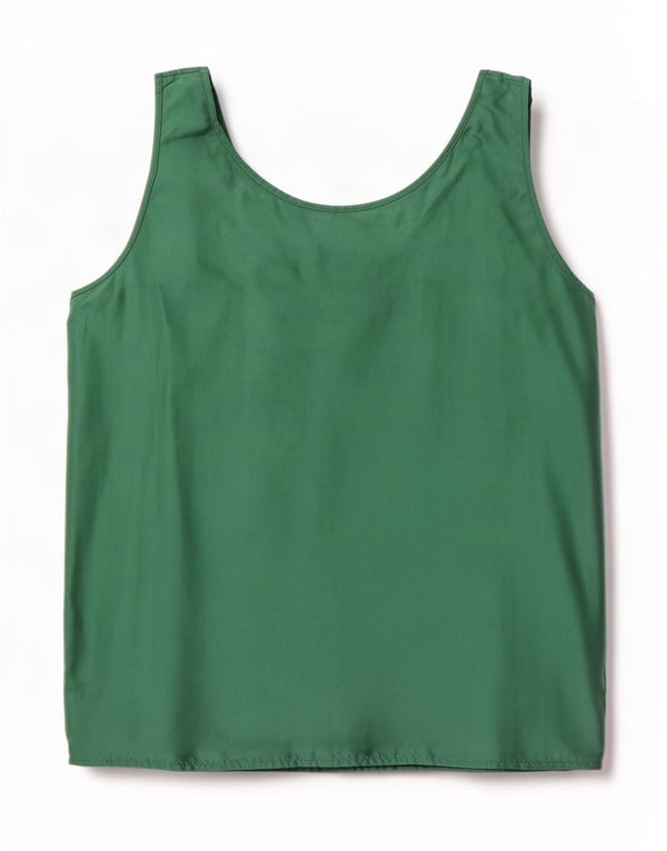 Vintage mujer blusa sin mangas Top Reino Unido 22 3XL seda verde