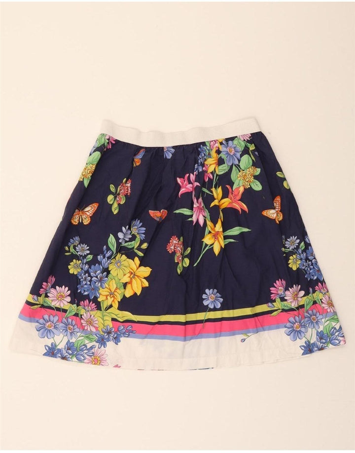 BENETTON Womens A-Line Skirt Medium W32  Blue Floral Cotton Vintage Benetton and Second-Hand Benetton from Messina Hembry 