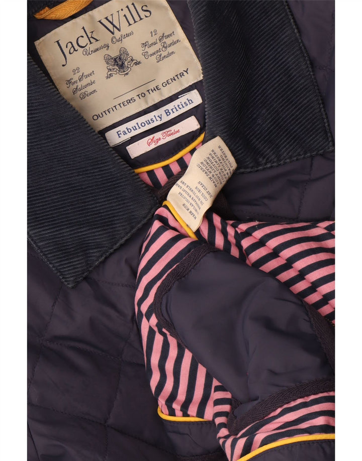 Jack Wills Chaqueta acolchada para mujer UK 12 Medium Azul marino Nylon