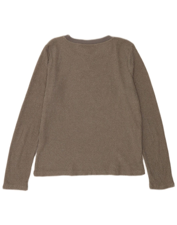 Zara Mujer Top Manga Larga UK 40 Pequeño Poliéster Gris