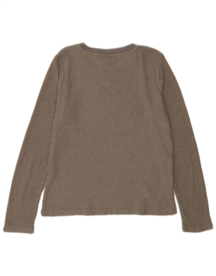 Zara Mujer Top Manga Larga UK 40 Pequeño Poliéster Gris