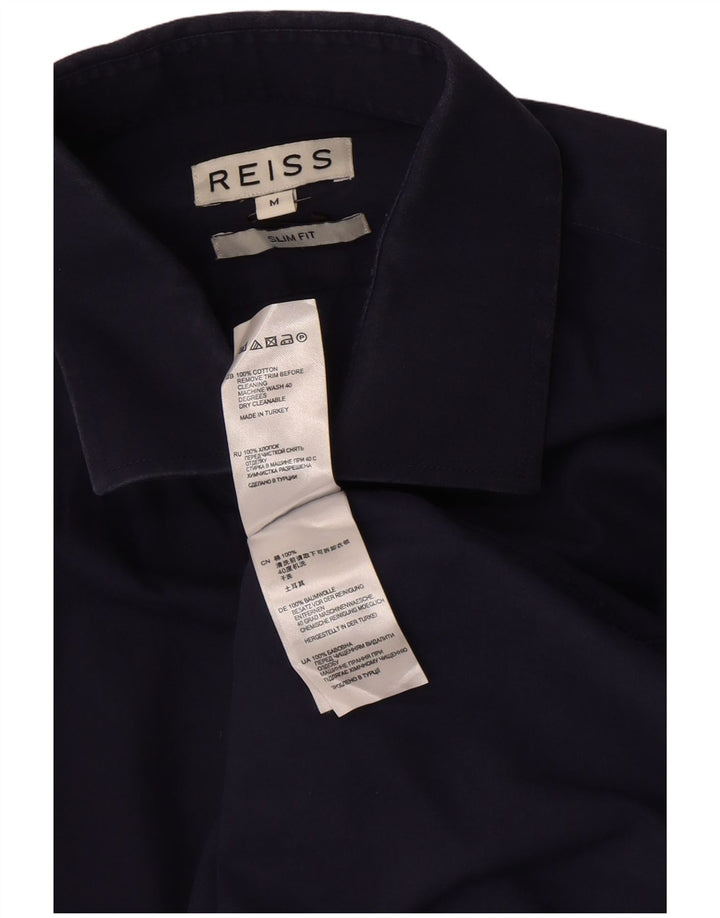 Camisa Reiss Slim Fit De Algodón Azul Marino Medio
