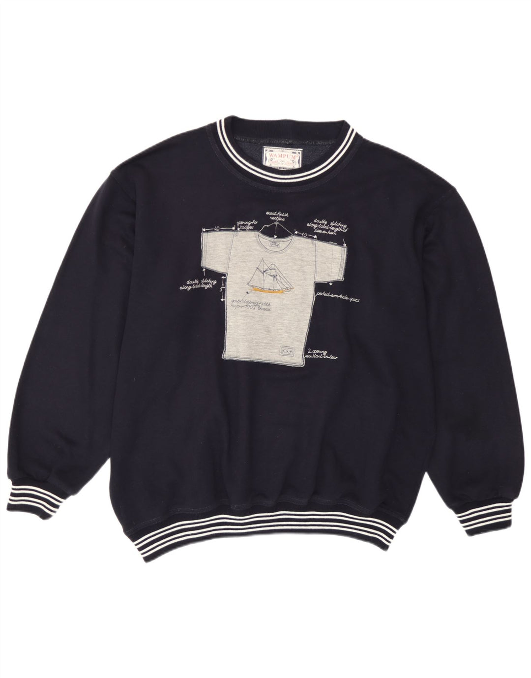 Wampum Sudadera Gráfica para Hombre Jersey Grande Azul Marino Acrílico