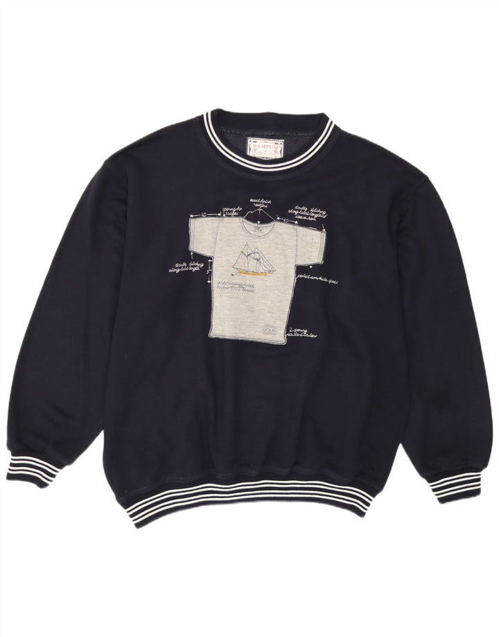Wampum Sudadera Gráfica para Hombre Jersey Grande Azul Marino Acrílico