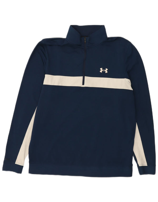 UNDER ARMOUR Hombre Sudadera con cuello y cremallera Jumper Medium Navy Blue Colourblock