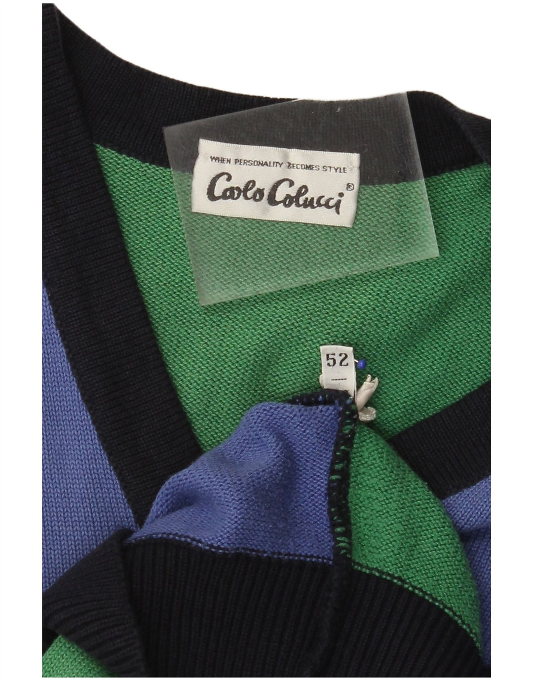 CARLO COLUCCI Camiseta sin mangas para mujer IT 52 2XL Azul Colorblock Poliacrílico