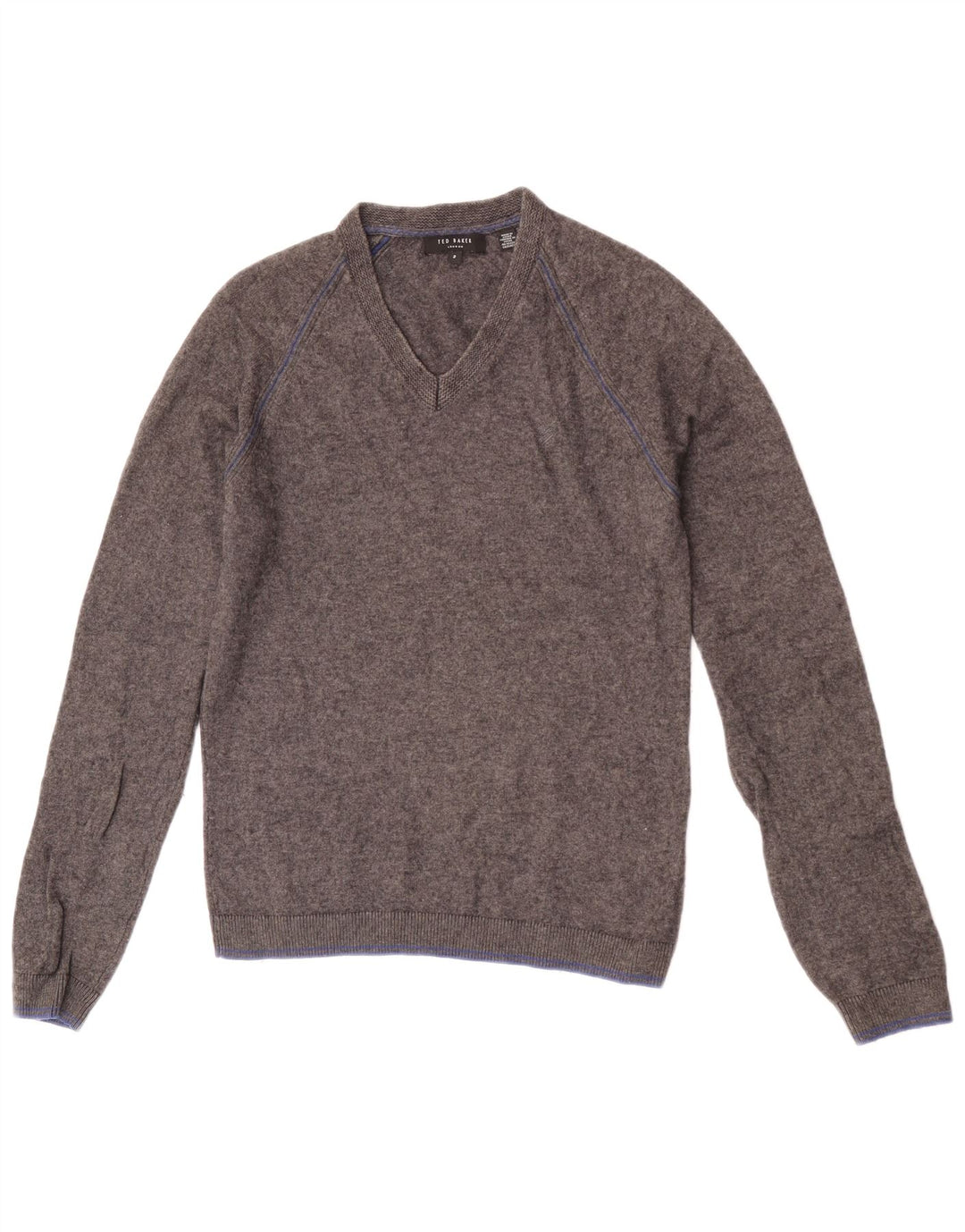 Ted Baker - Jersey con cuello en V para hombre, talla 2, lana gris pequeña
