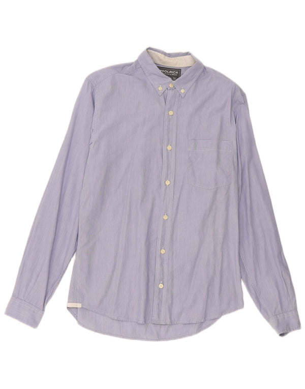 Camisa Woolrich Hombre Small Azul Rayas Algodón