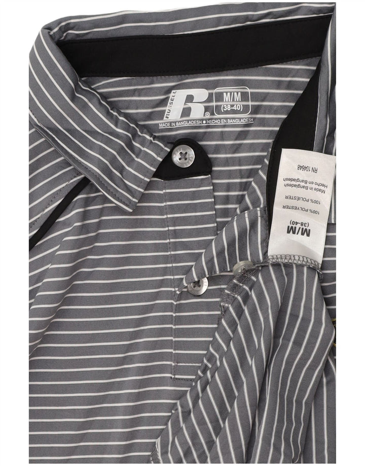 RUSSELL ATHLETIC Polo Hombre UK 38/40 Poliéster Rayas Gris Medio