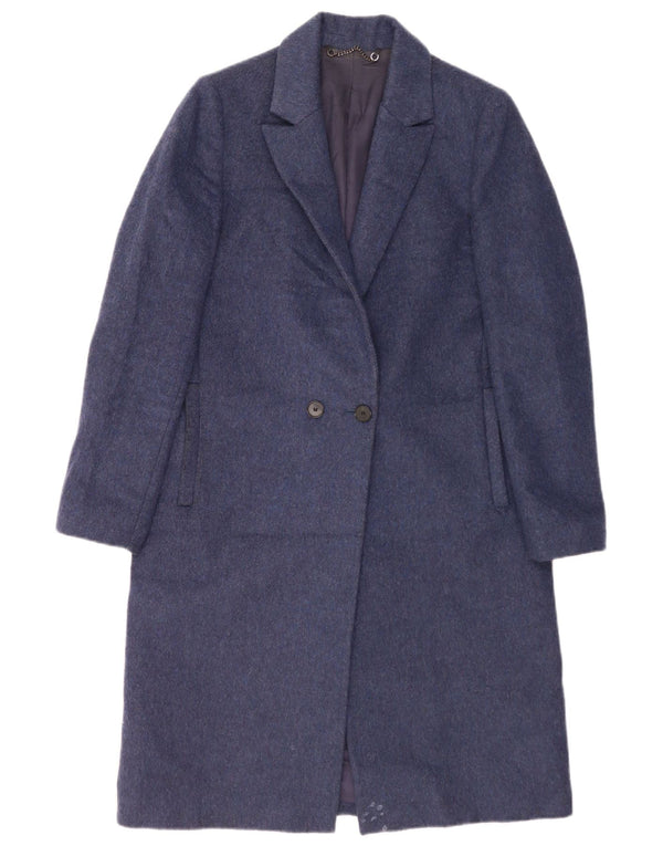 Abrigo cruzado para mujer Jigsaw UK 10 Small Lana azul marino