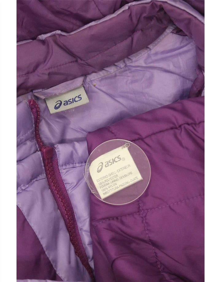 Asics Chaqueta acolchada con capucha para mujer UK 10 Small Púrpura Poliéster