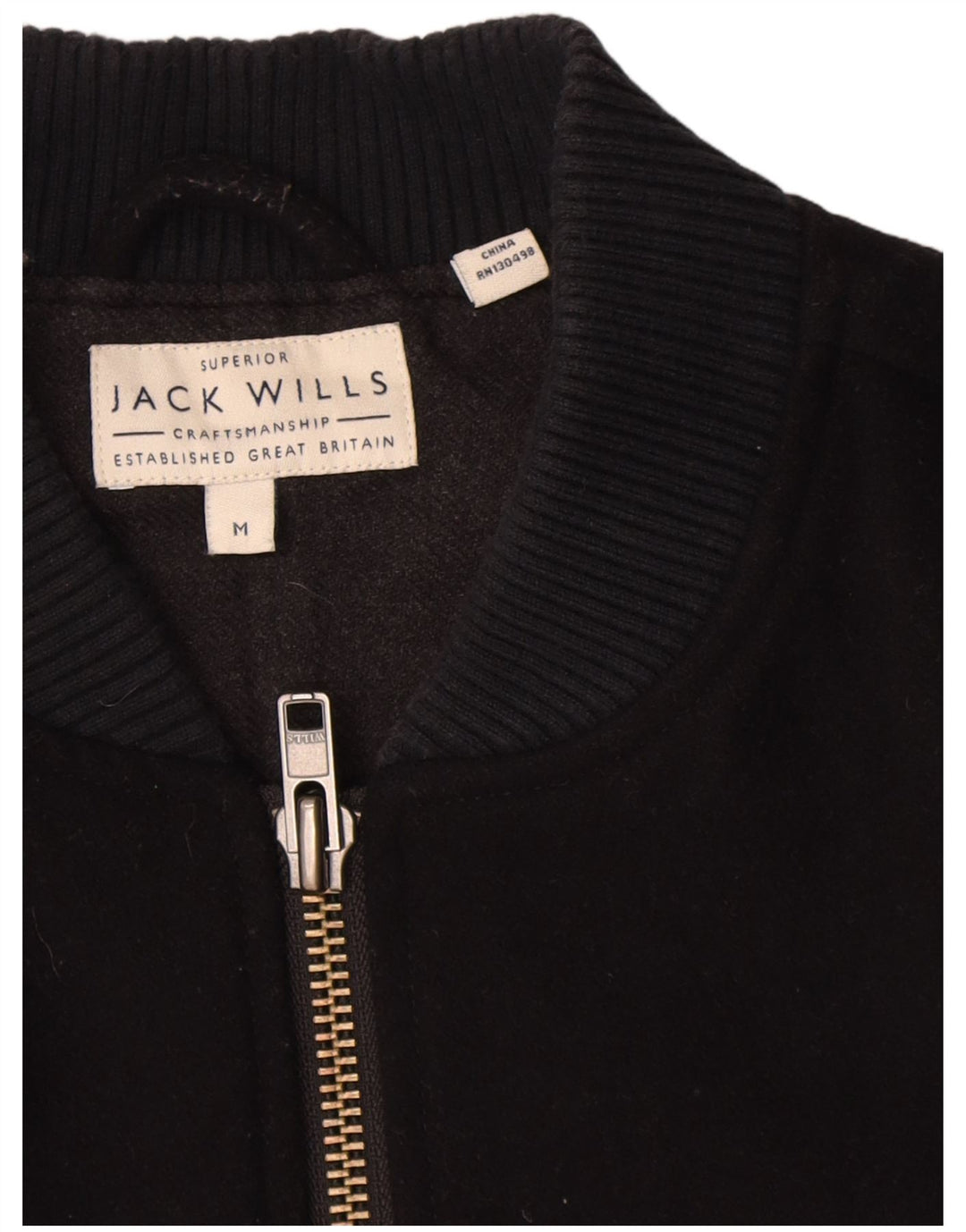 Jack Wills Chaqueta Bomber para Hombre UK 38 Mediana Lana Azul Marino