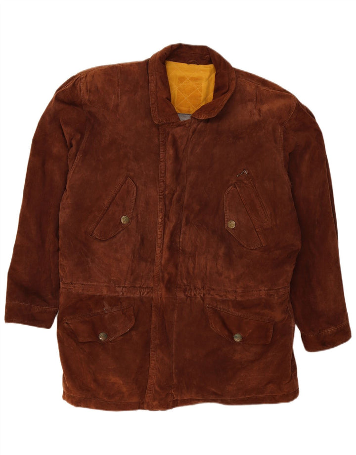 Chaqueta de ante vintage para hombre Reino Unido 42 XL Marrón