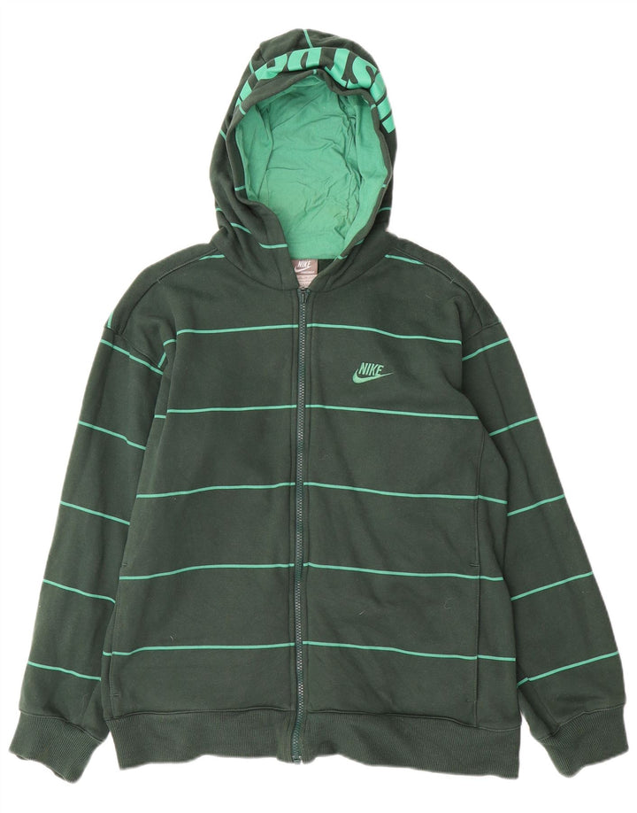 NIKE Sudadera con capucha y cremallera gráfica para niños 13-14 años XL Algodón a rayas verdes