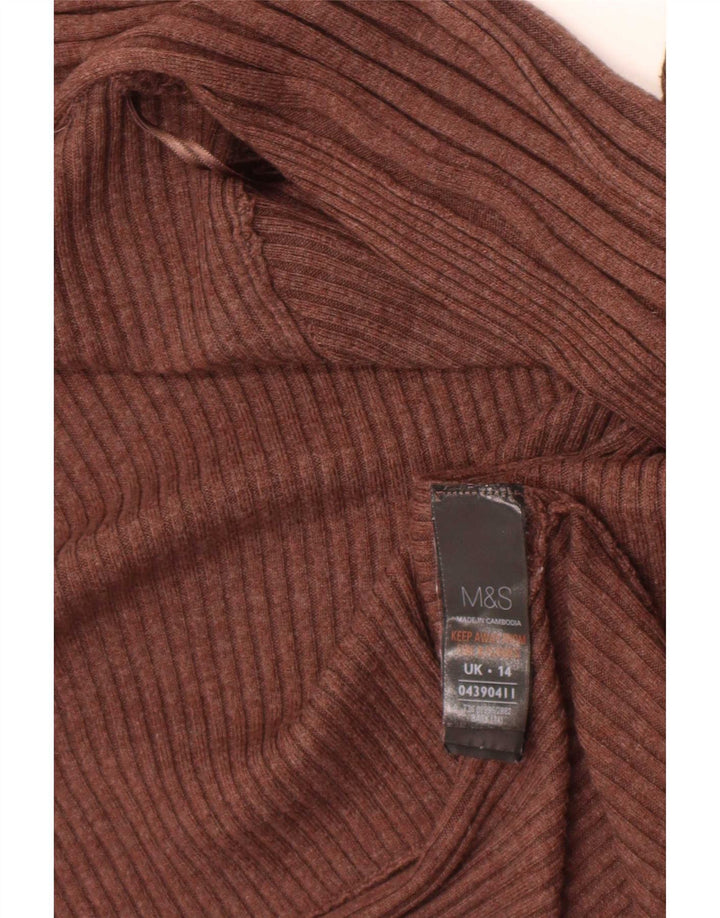 Marks & Spencer Suéter tipo cárdigan abierto asimétrico para mujer UK 44 Marrón medio