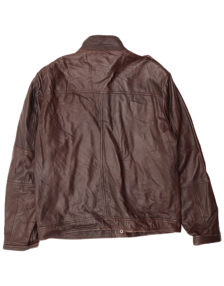 Conbipel Chaqueta Militar De Cuero Para Hombre IT 54 XL Piel De Cordero Marrón