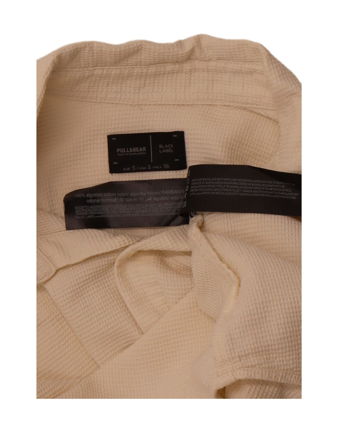 PULL & BEAR Camisa Hombre Small Off White Algodón