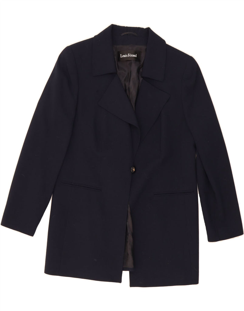 LOUIS FERAUD Womens 1 Button Longline Blazer Jacket UK 20 2XL Navy Blue Vintage Louis Feraud and Second-Hand Louis Feraud from Messina Hembry 