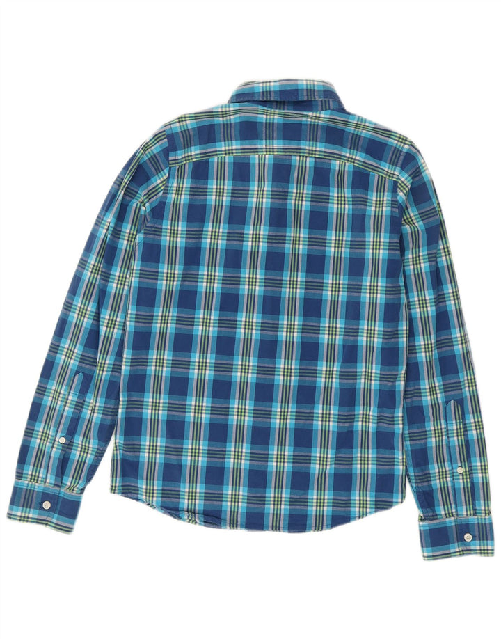 Camisa Hollister Hombre Algodón A Cuadros Azul Pequeño