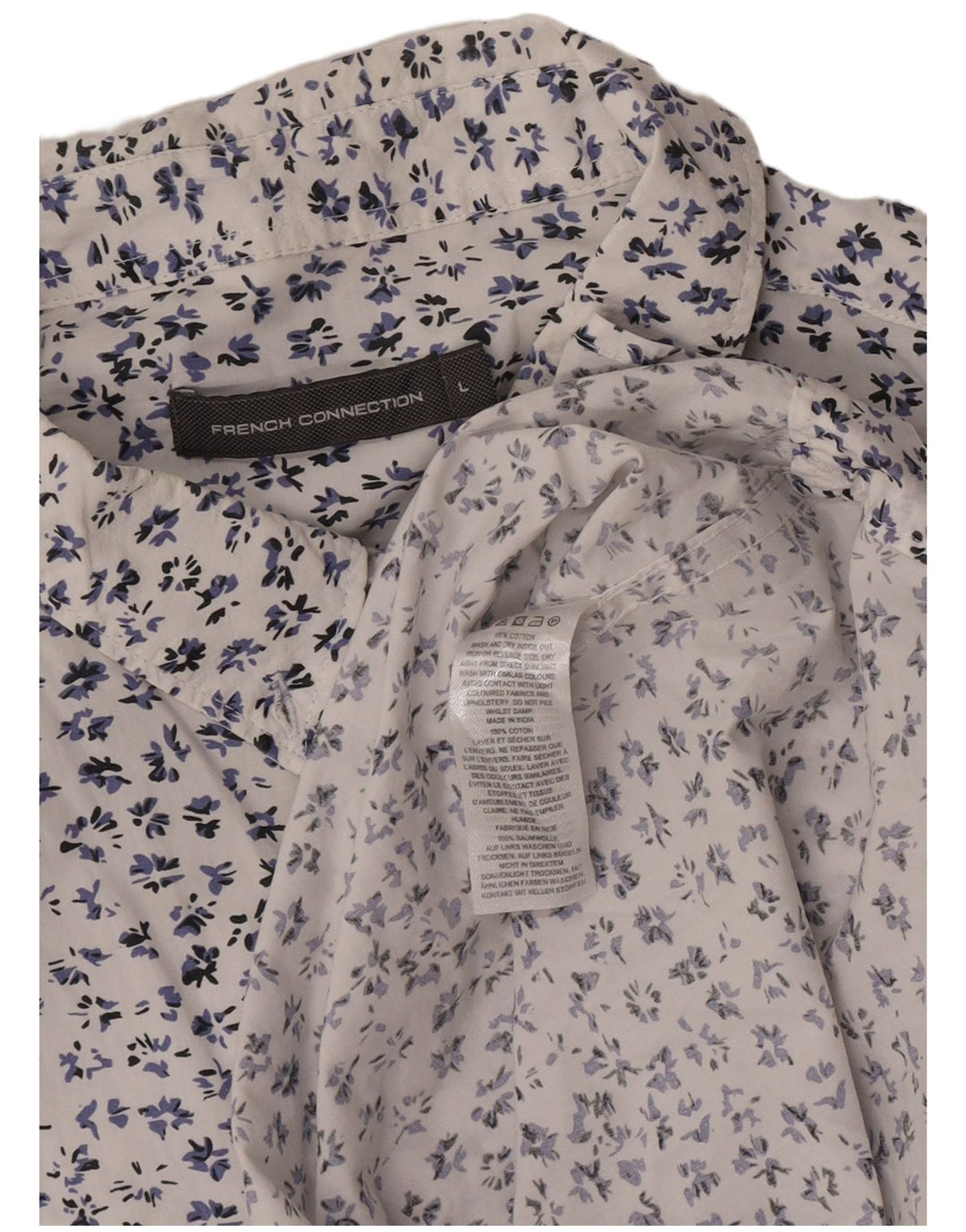 Camisa de corte estándar para hombre de French Connection, talla grande, de algodón con estampado floral blanco